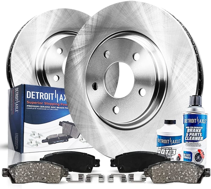 Detroit Axle - Front Disc Rotors Brake Pads Cleaner & Fluid Replacement for Toyota Matrix Corolla Pontiac Vibe Scion xD