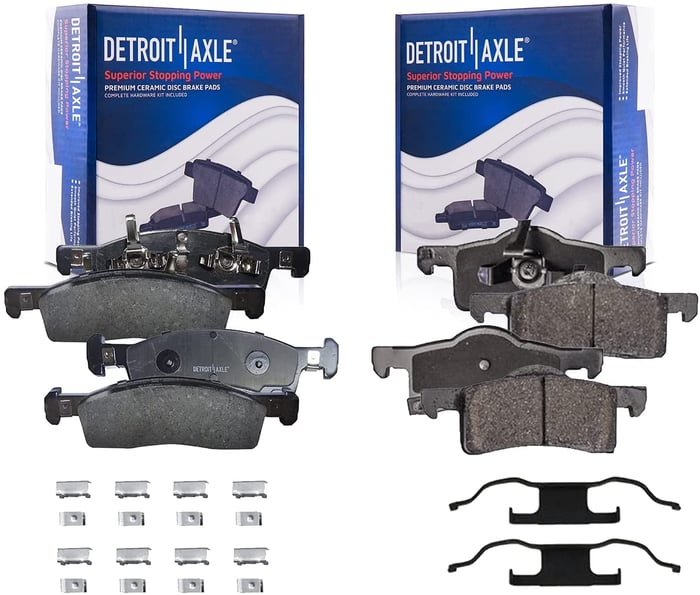 Detroit Axle - Front and Rear Ceramic Brake Pads w/Hardware for 2003 2004 2005 2006 Ford Expedition/Lincoln Navigator