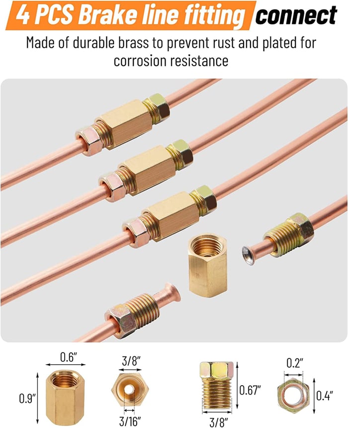 25ft of 3/16 Brake Line Kit, Copper Coated with Double & Single Flaring Tool Set