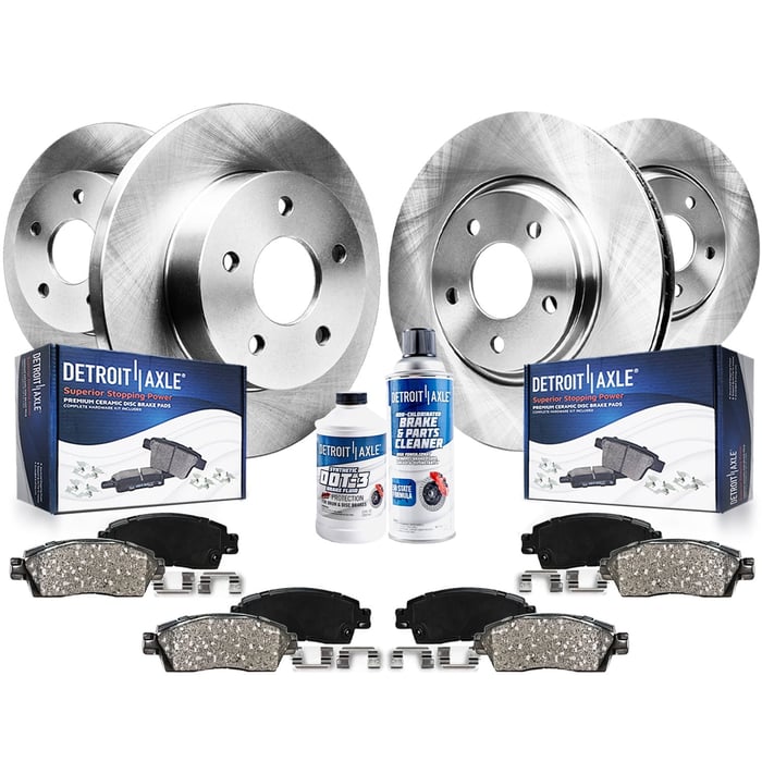 Detroit Axle 296mm Front 270mm Rear Brakes, Rotors and Brake Pads Replacement for Chevy Malibu Saturn Aura