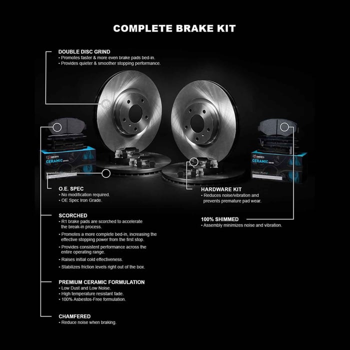 R1 Concepts Front Rear Brake Rotor Ceramic Brake Pads And Hardware Wfwh2 31070